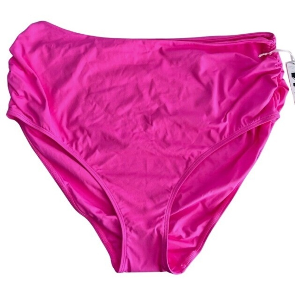 Anne Cole Womens High Waisted Ruched Bikini Bottom Pink‎ MYPB36001 Size 16W NEW